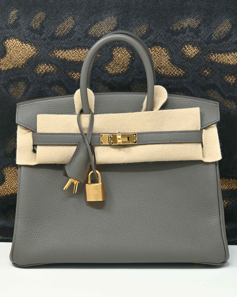 Hermes Birkin Handbag Etain Togo with Rose Gold Hardware 25 Gray
