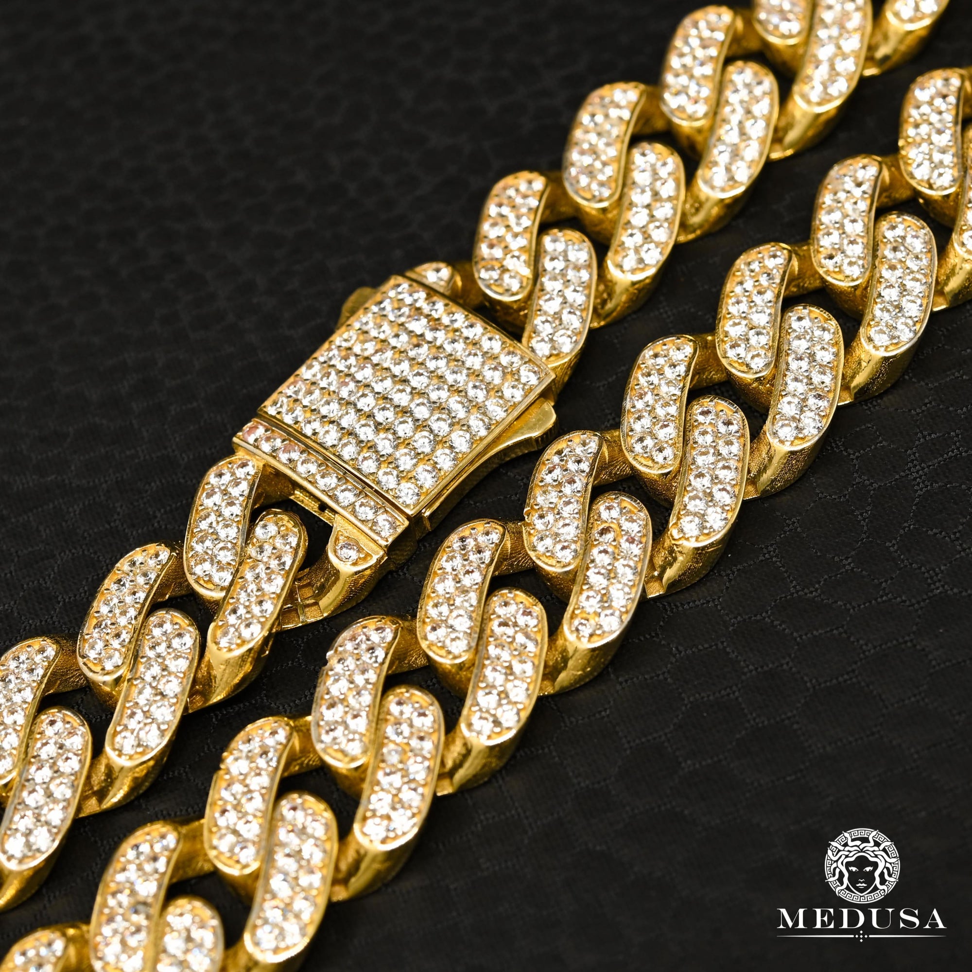 Bracelet en Or 10K | Bracelet Homme 13mm Bracelet Cuban CZ
