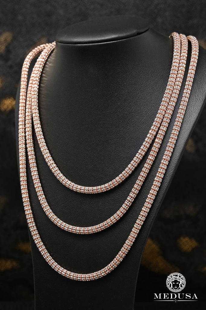 10K gold chain 3.5mm Ice Chain Rose gold 2 tones chain Medusa jewelry