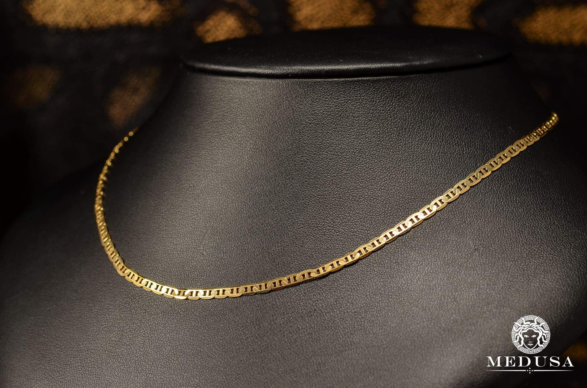 10K Gold Chain | Curb Chain 3.5mm Mariner Flat