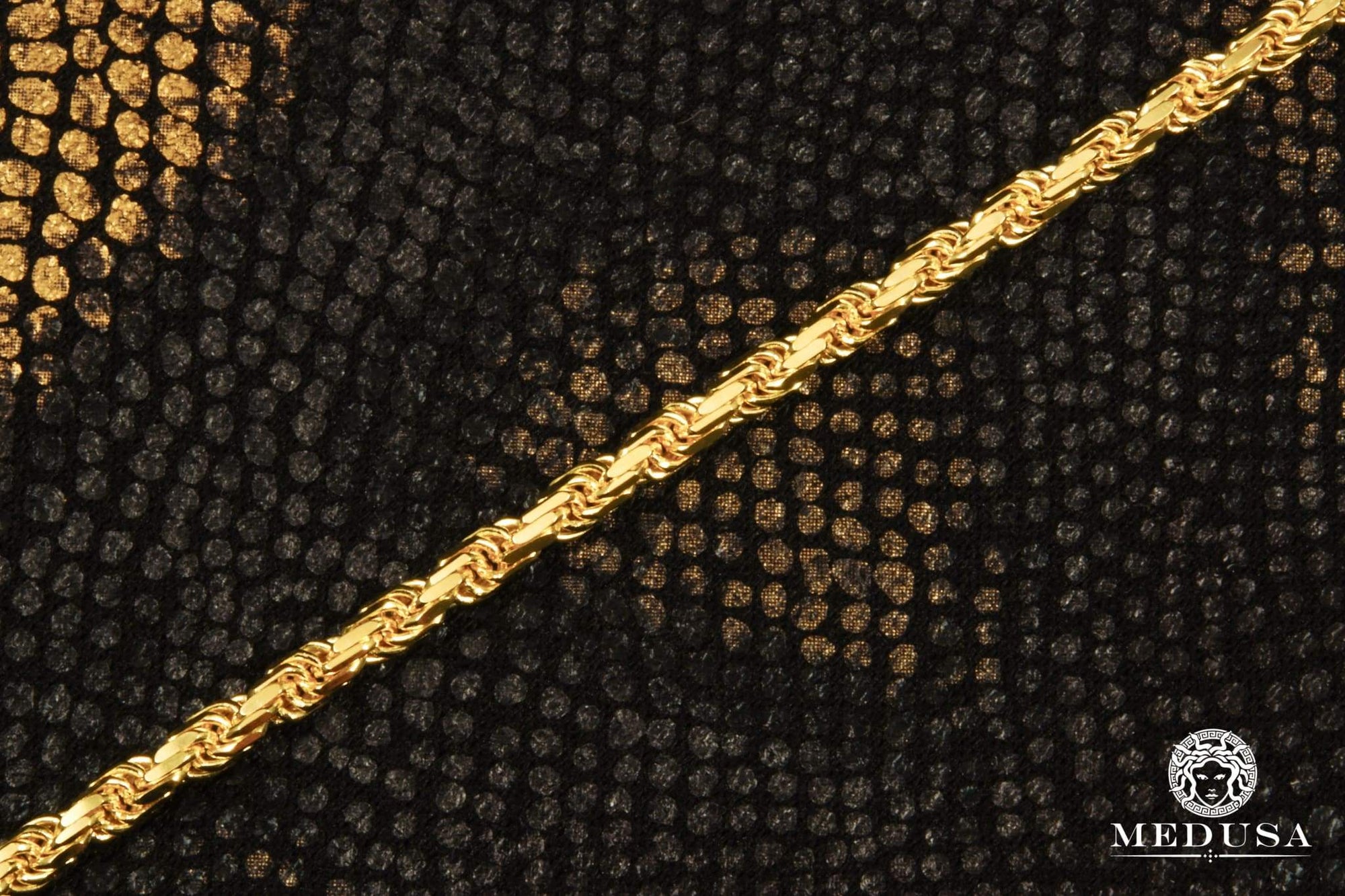 10K Gold Chain 3mm Rope Full Diamond Cut Chain Medusa Jewelry