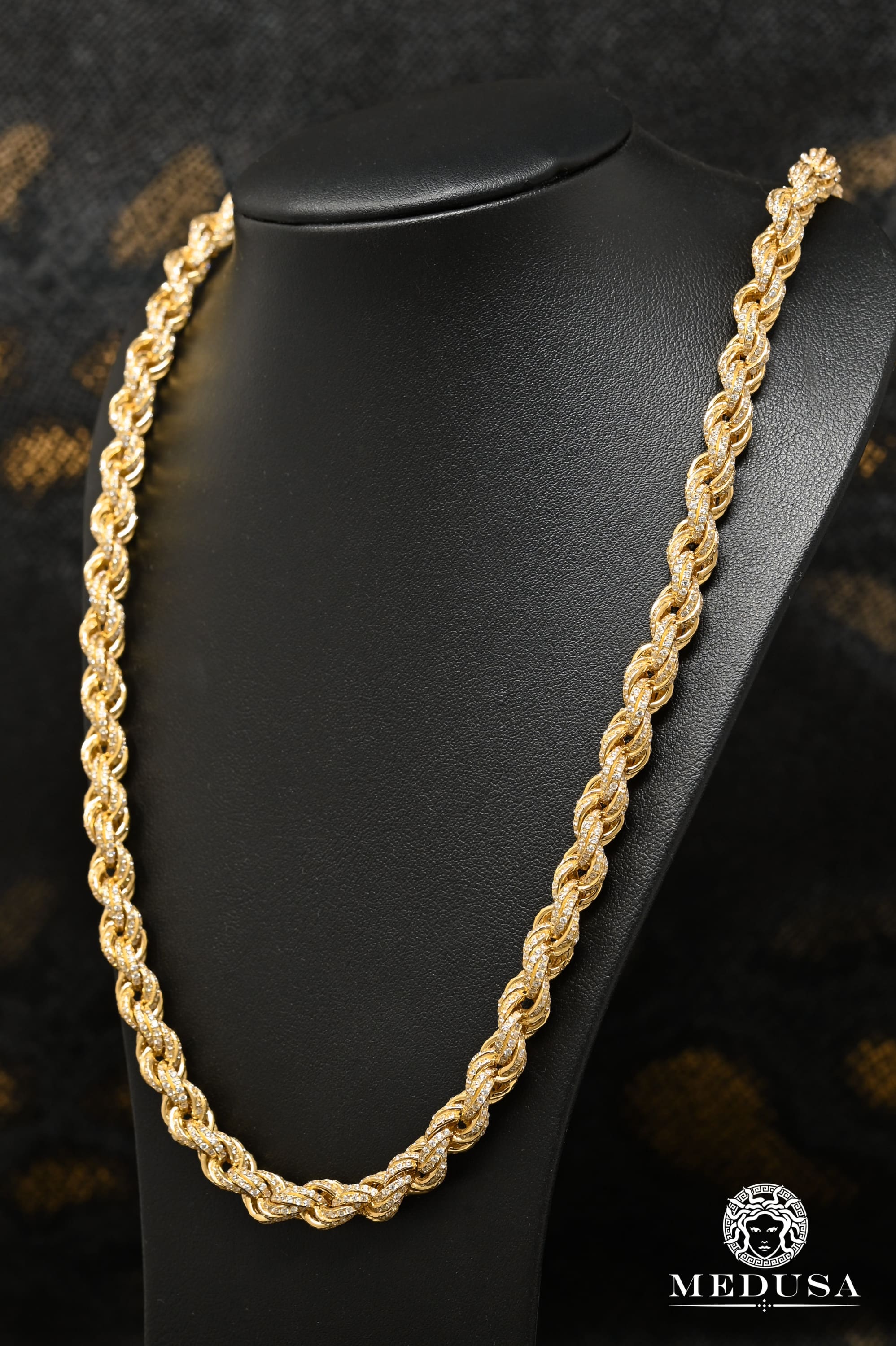 10K Gold Chain | 8mm chain Rope CZ Solid 26'' / Yellow Gold