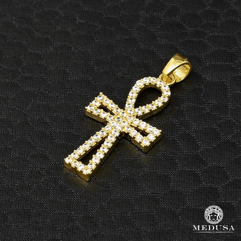Pendentif en Or 10K | Pendentif Croix Ankh X9 Or Jaune