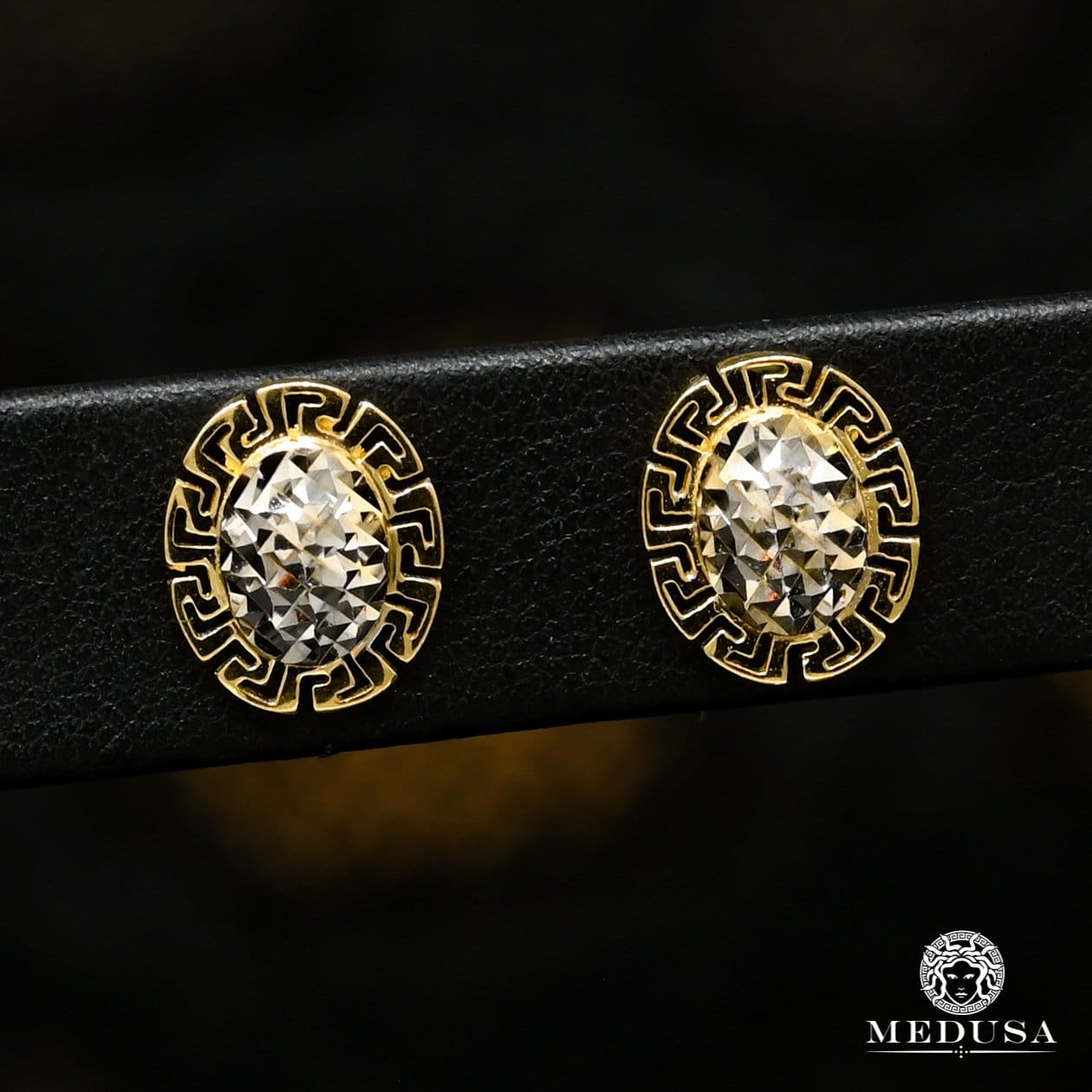 10K Gold Studs | Bolt F11 Gold 2 Tone Earrings