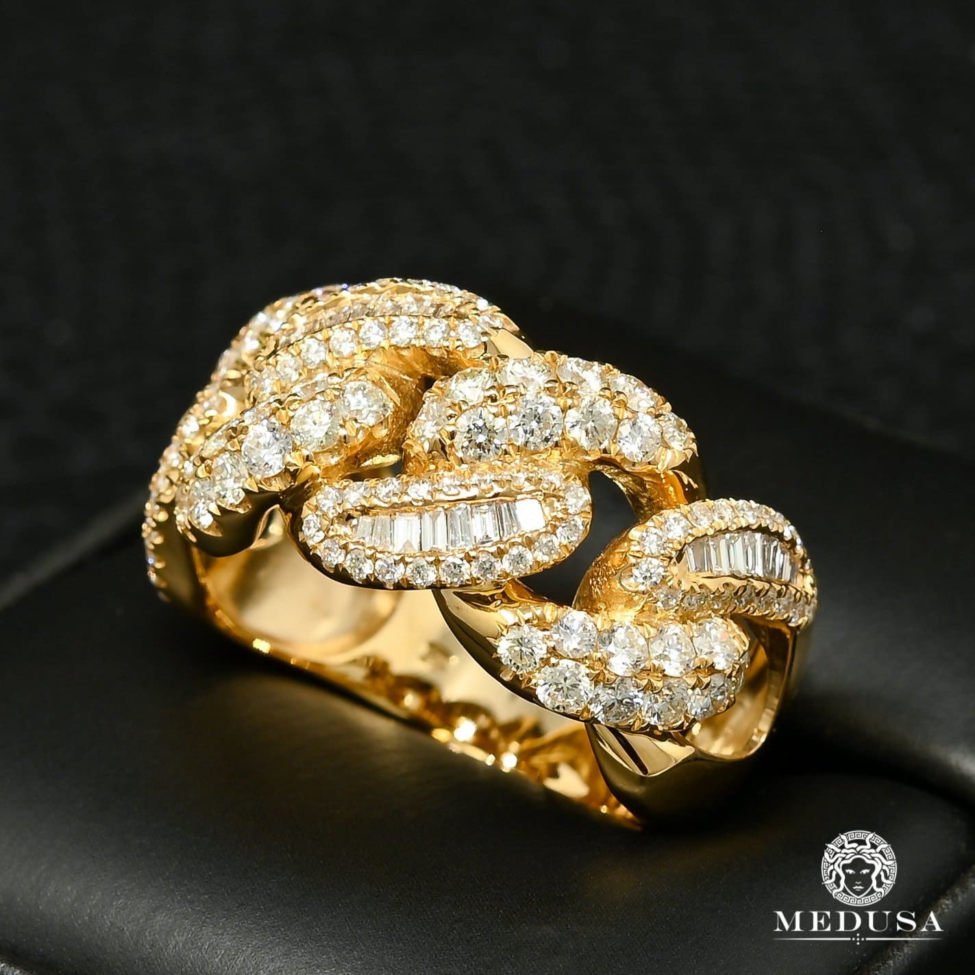 14K Gold Diamond Ring | Cuban D5 Men's Ring - 2.50CT Diamond / Yellow Gold
