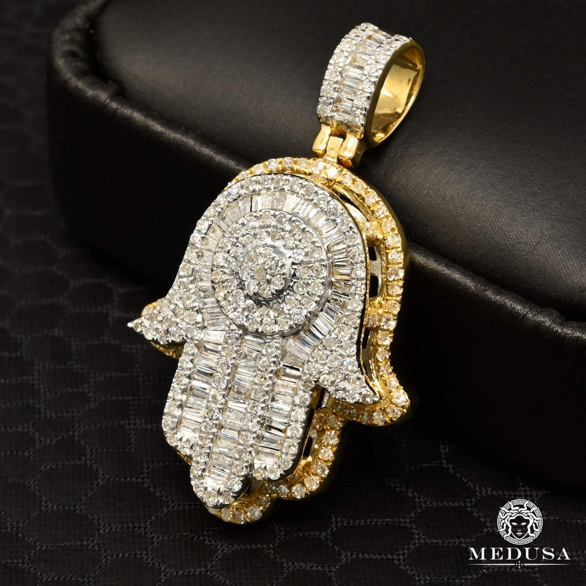 Diamonds pendant in 14K gold Khamsa D1 Miscellaneous pendant diamond Medusa jewelry