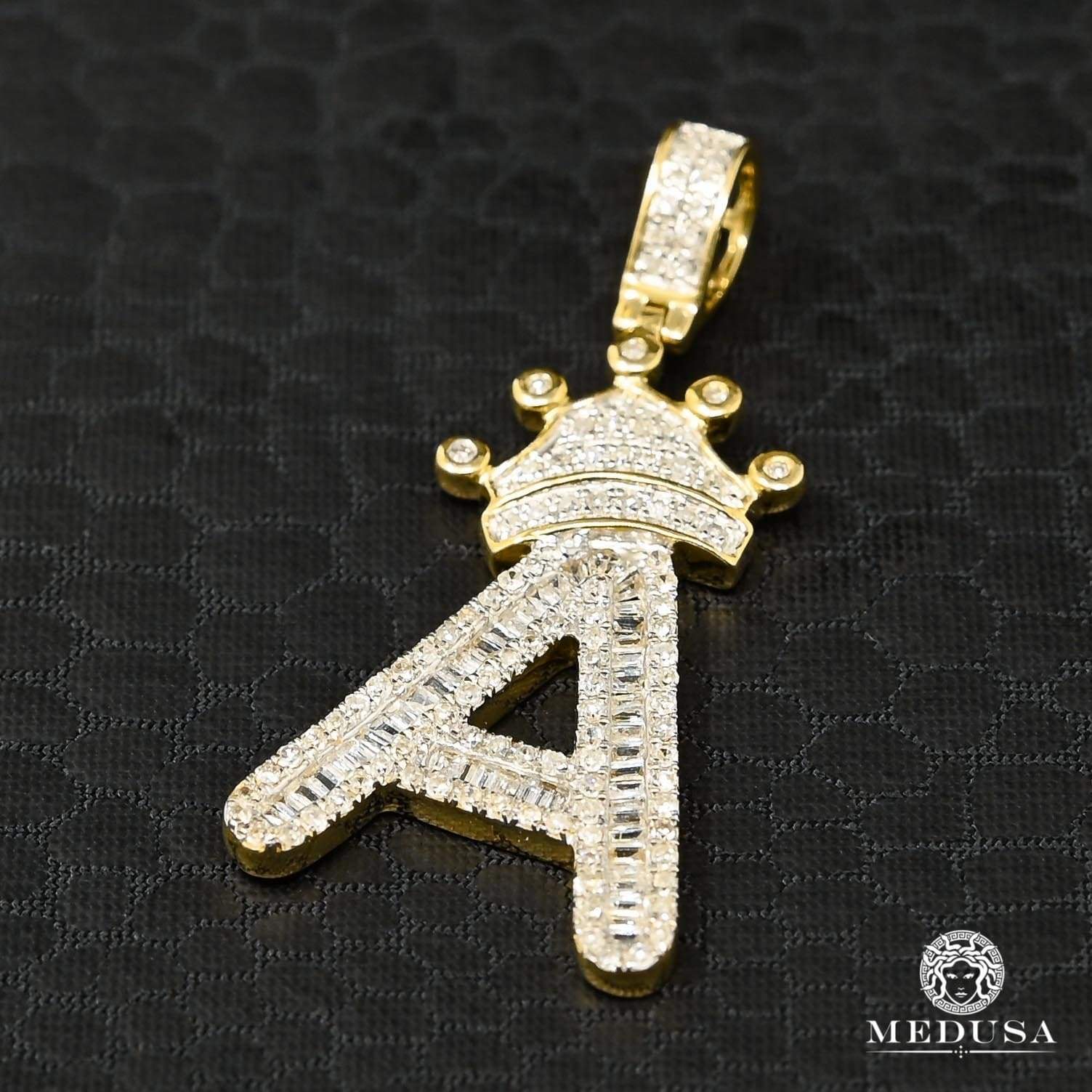 14K Gold Diamond Pendant | Divers Pendant Diamond Letter Pendant D2 [A to Z] Yellow Gold