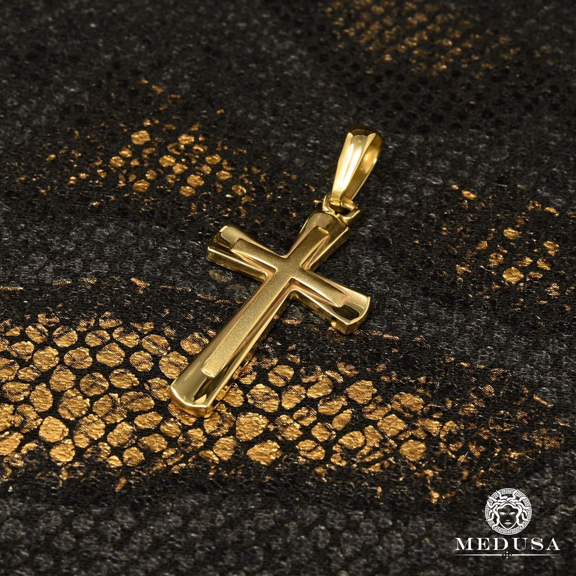 Pendentif en Or 10K | Pendentif Croix Quartz X13 Or Jaune