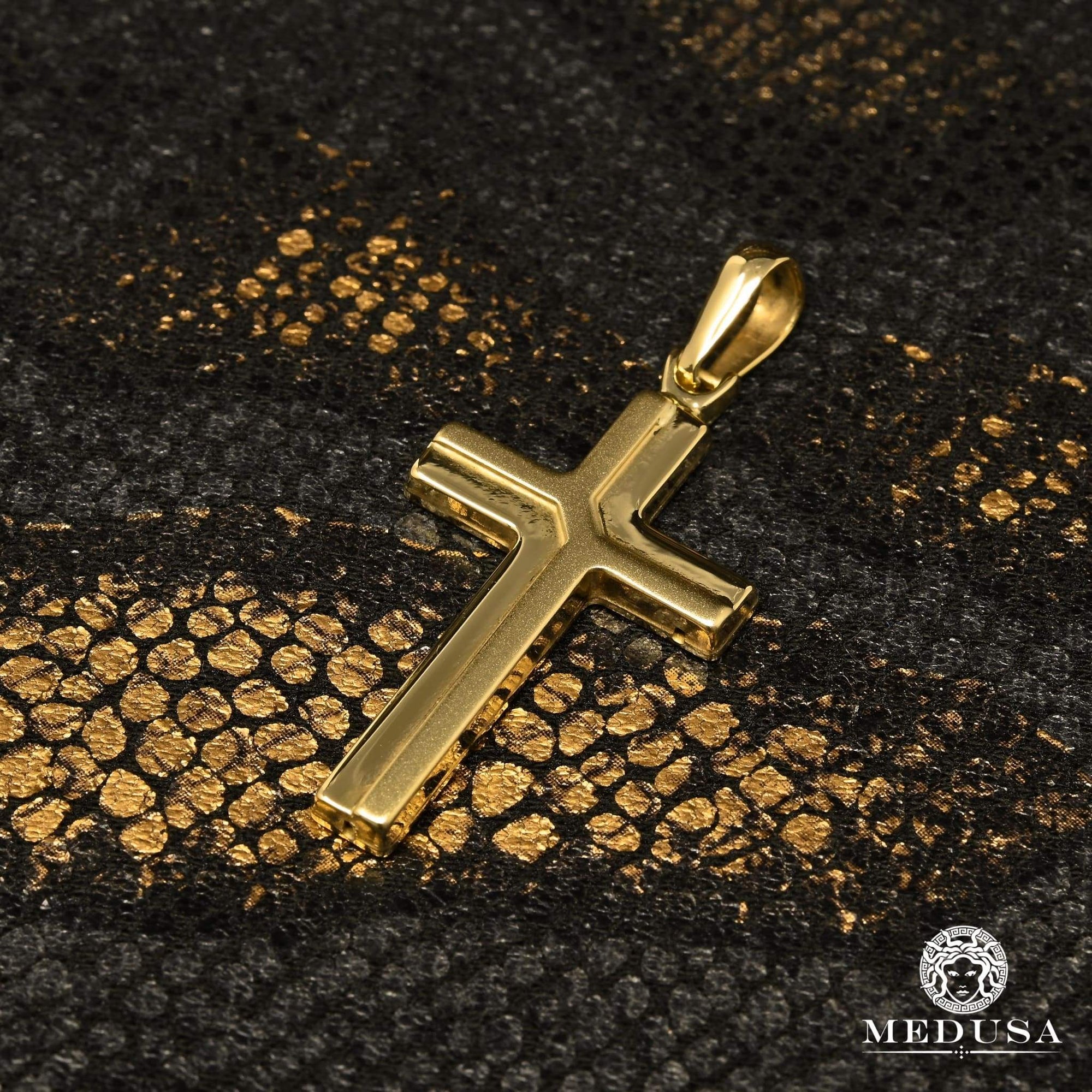 Pendentif en Or 10K | Pendentif Croix Quartz X6 Or Jaune