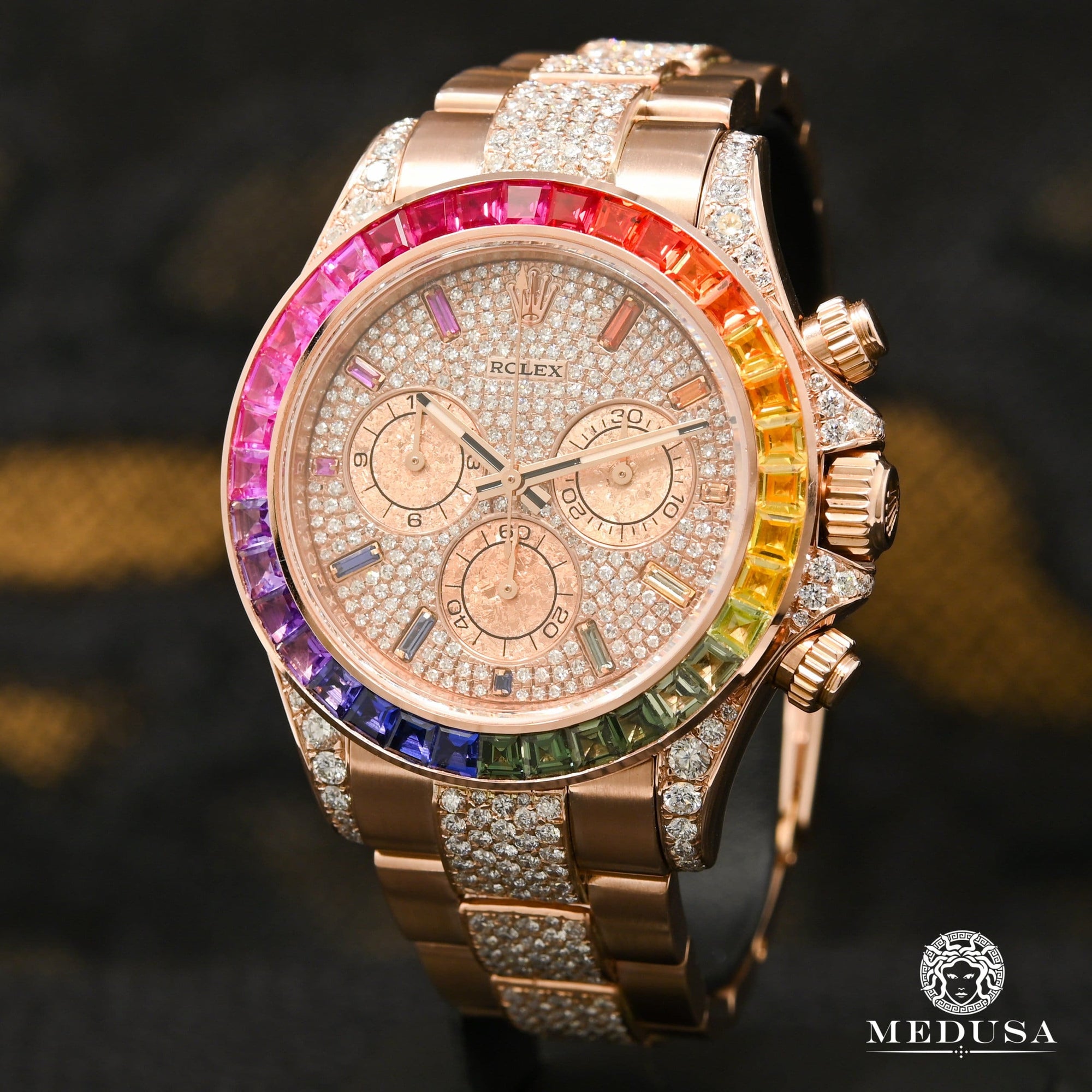 Montre Rolex | Montre Homme Rolex Cosmograph Daytona 40mm - Rainbow Iced Or Rose