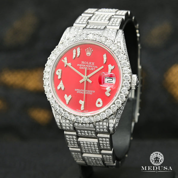 Rolex watch Rolex Datejust 36mm Arabic Red Oyster Iced Men s Watch Medusa jewelry
