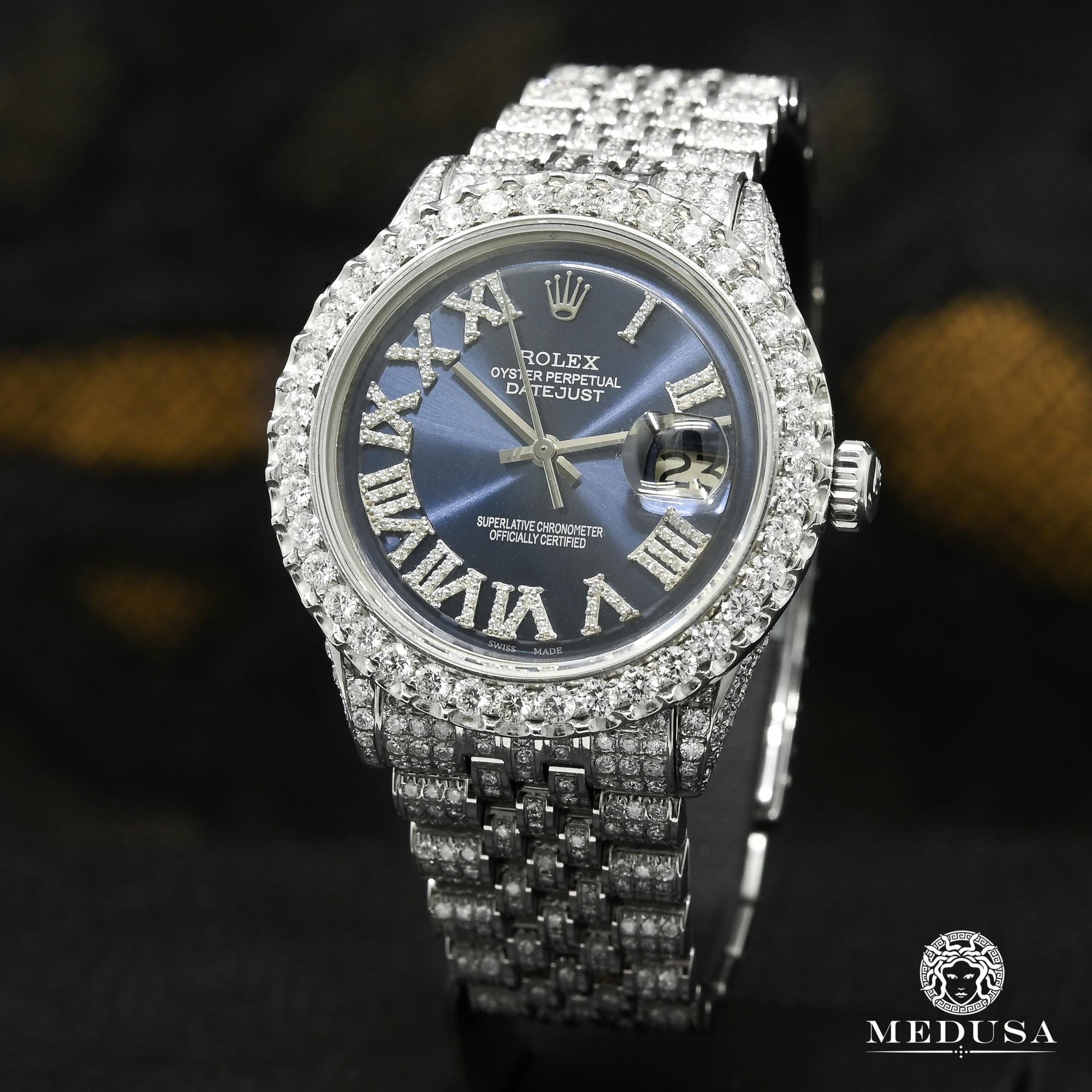 Rolex watch | Rolex Datejust 36mm Men's Watch - Navy Iced Out Stainless