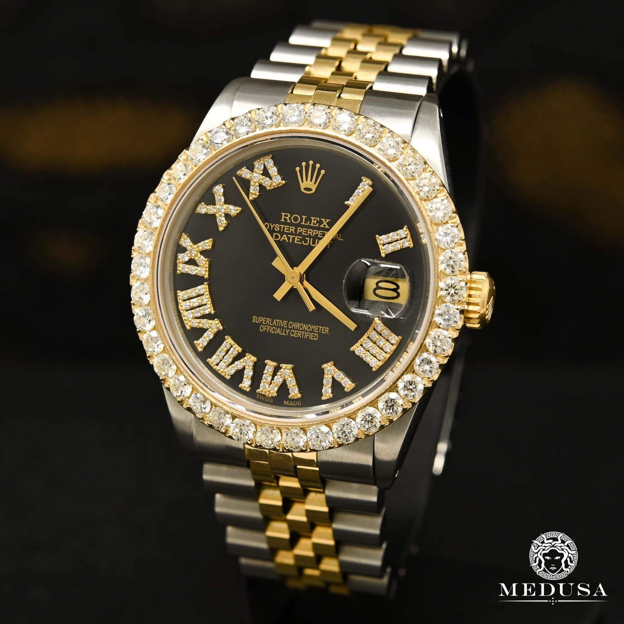Rolex watch | Rolex Datejust 36mm Men's Watch - Black Roman Numeral 2 Tone Gold