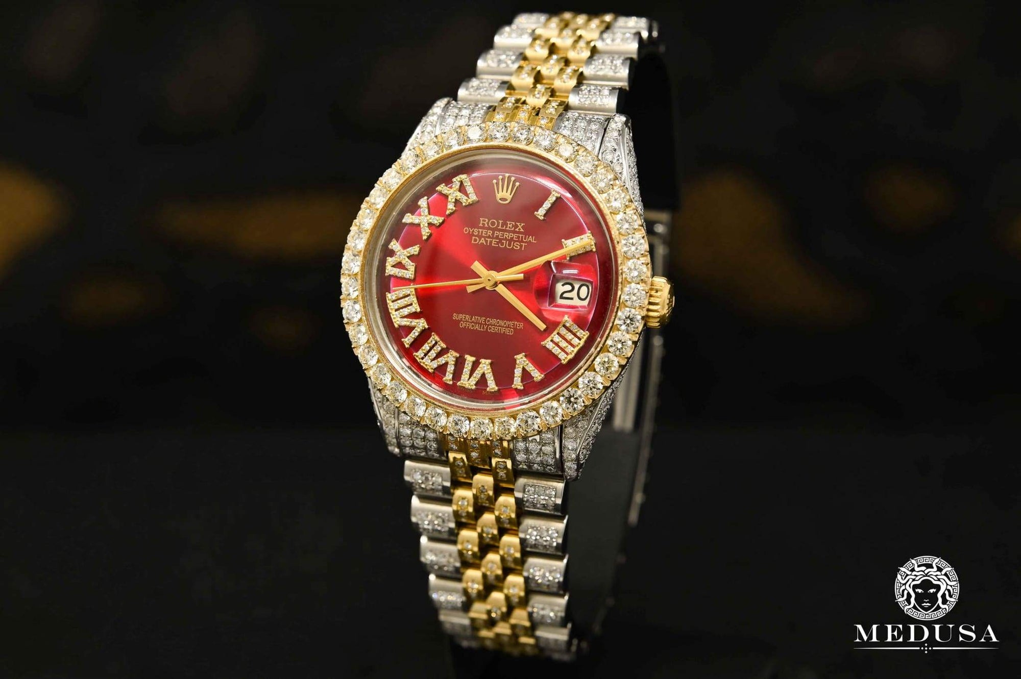 Red iced out rolex sales