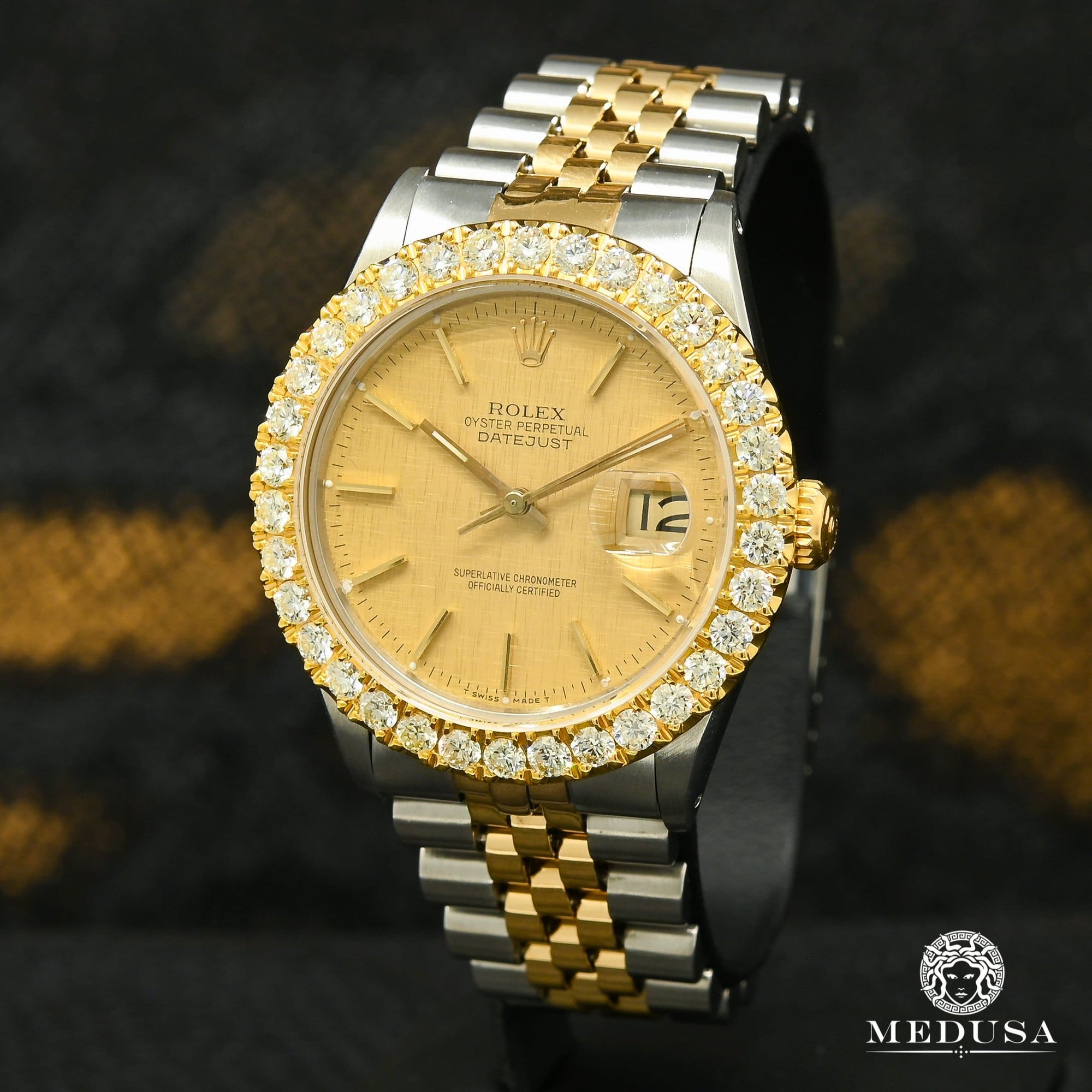 Montre Rolex | Montre Homme Rolex Datejust 36mm - Tapisserie Champagne Or 2 Tons