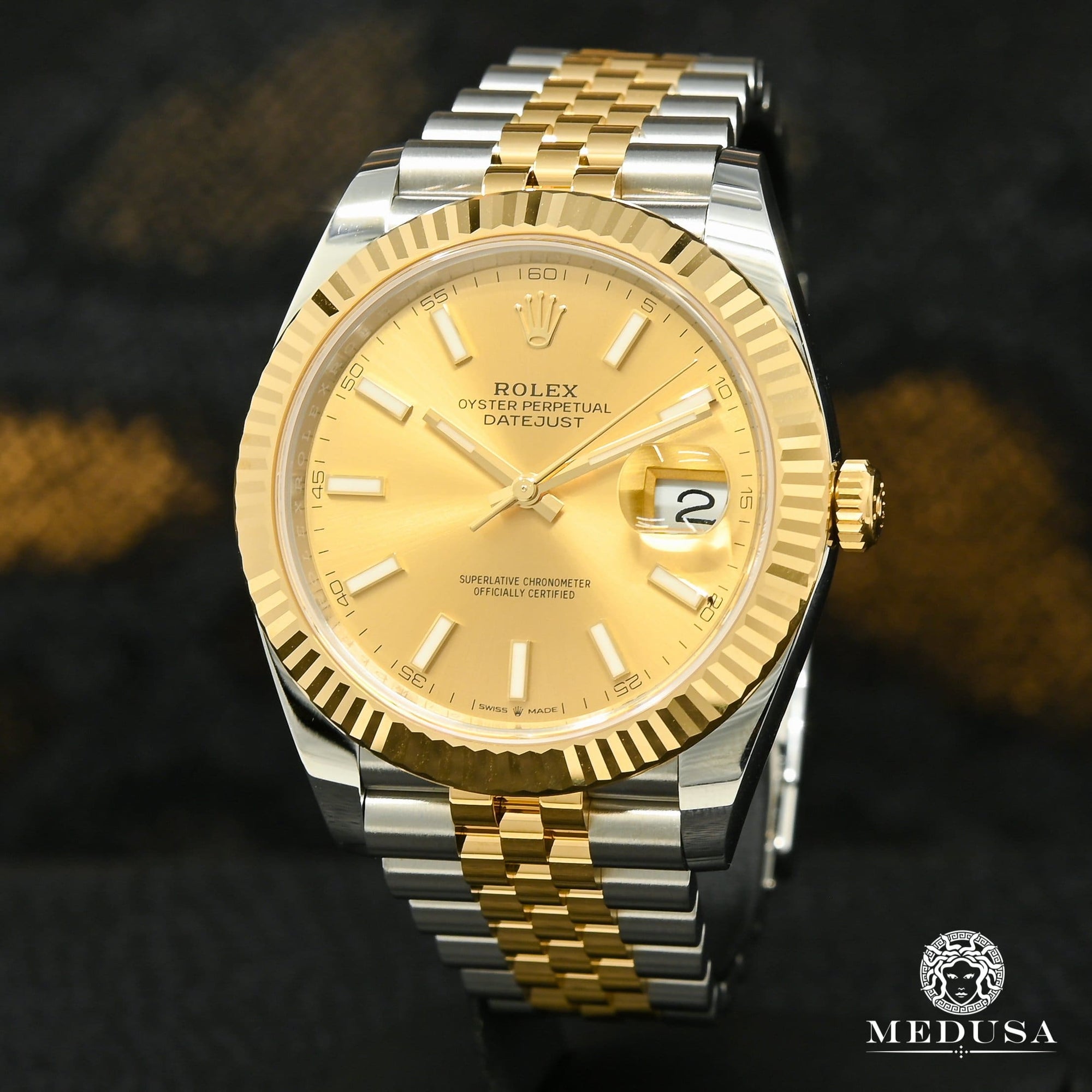 Montre Rolex | Montre Homme Rolex Datejust 41mm - Champagne Jubilee Fluted Or 2 Tons