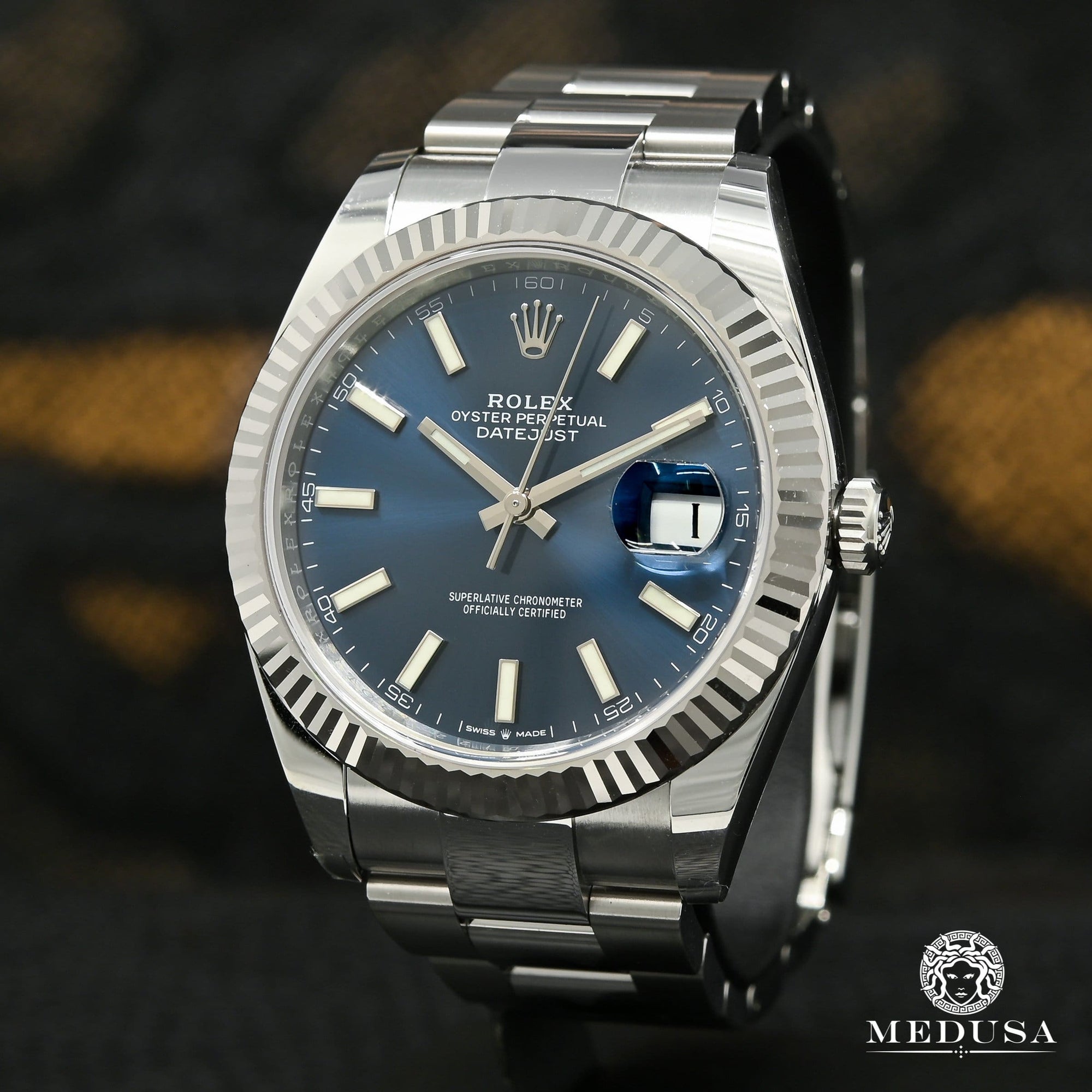 Montre Rolex | Montre Homme Rolex Datejust 41mm - Fluted Blue Stick Or Blanc