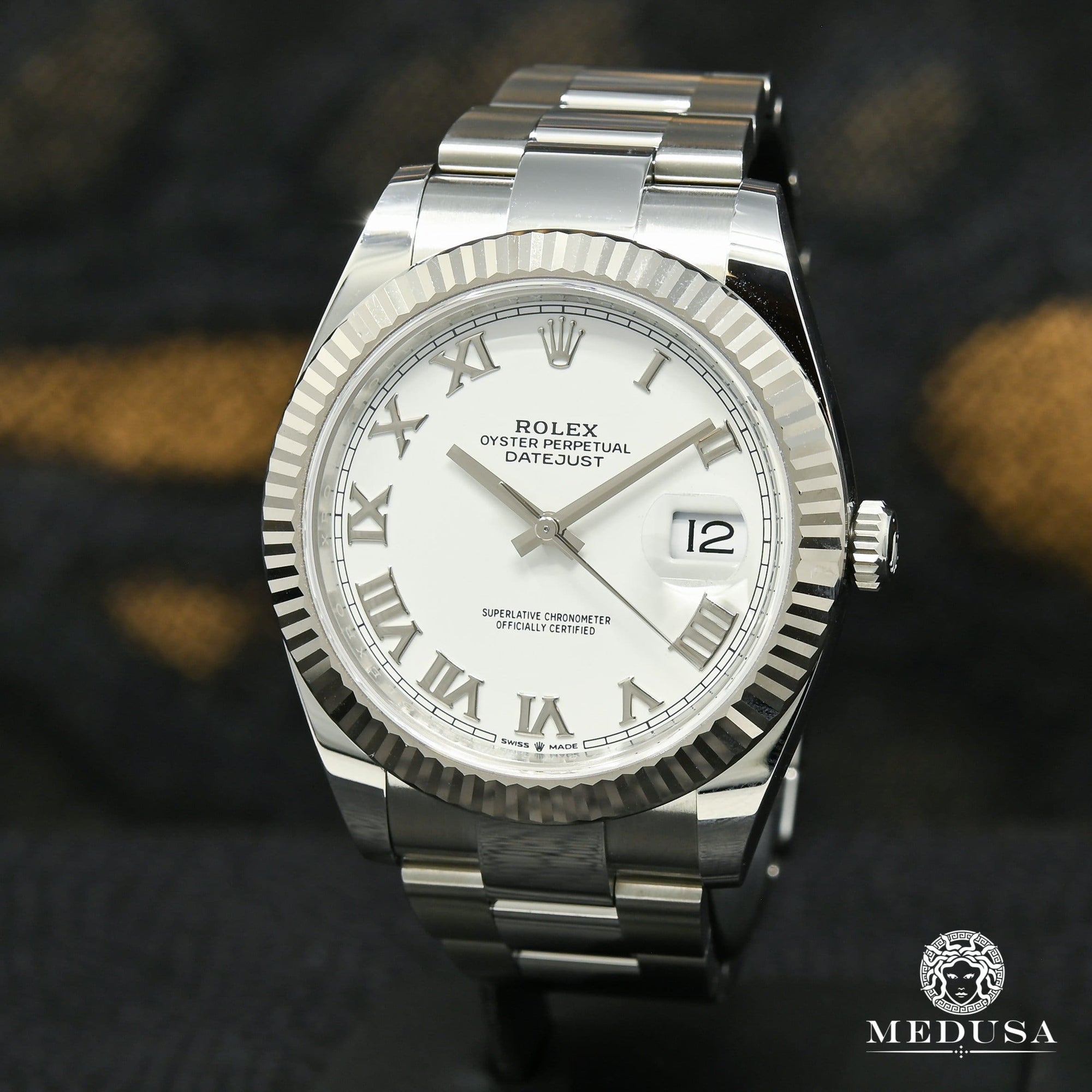 Montre Rolex | Montre Homme Rolex Datejust 41mm - Fluted White Romain Or Blanc