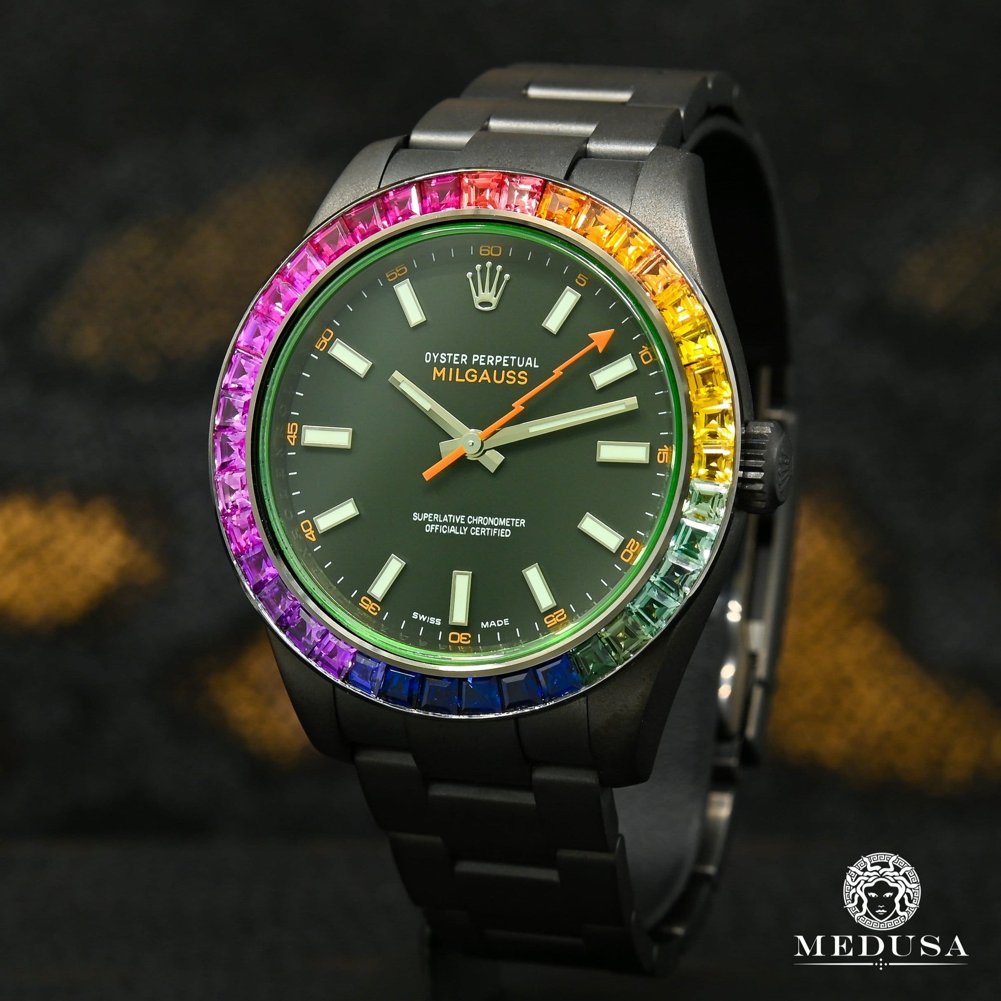 Montre Rolex | Montre Homme Rolex Milgauss 40mm - Black Rainbow Or Noir