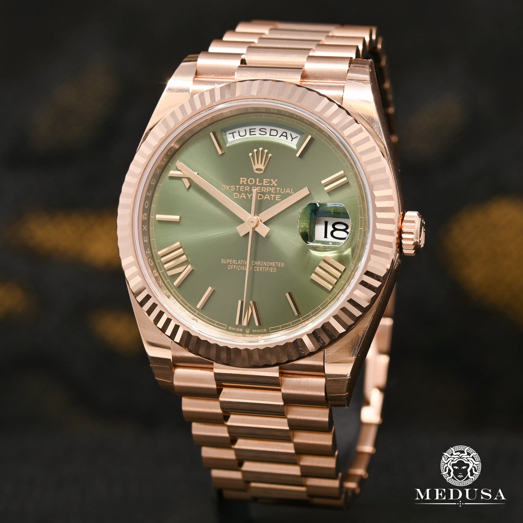 Montre Rolex | Montre Homme Rolex President Day-Date 40mm - Olive Rose Gold Or Rose