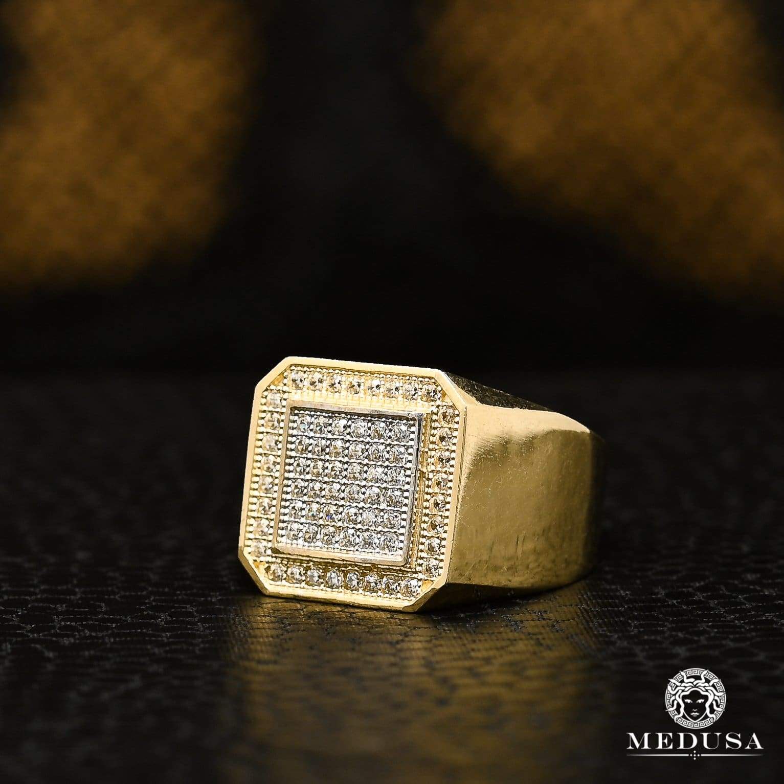 10K Gold Ring | Men's Ring Square H28 Yellow Gold